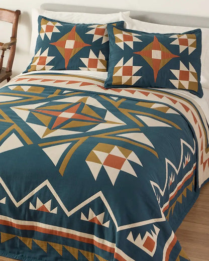QUILTED STAR COTTON MATELASSE COVERLET