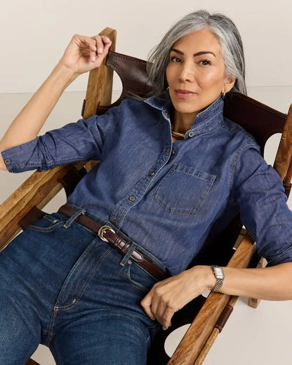 WOMEN'S CHAMBRAY PERFECT ONE POCKET SHIRT