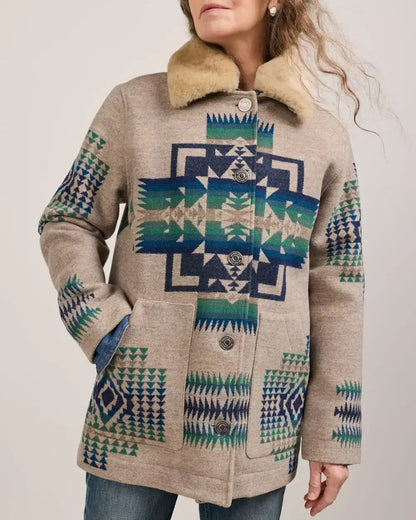 WOMEN'S BROWNSVILLE SHEARLING COLLAR WOOL COAT