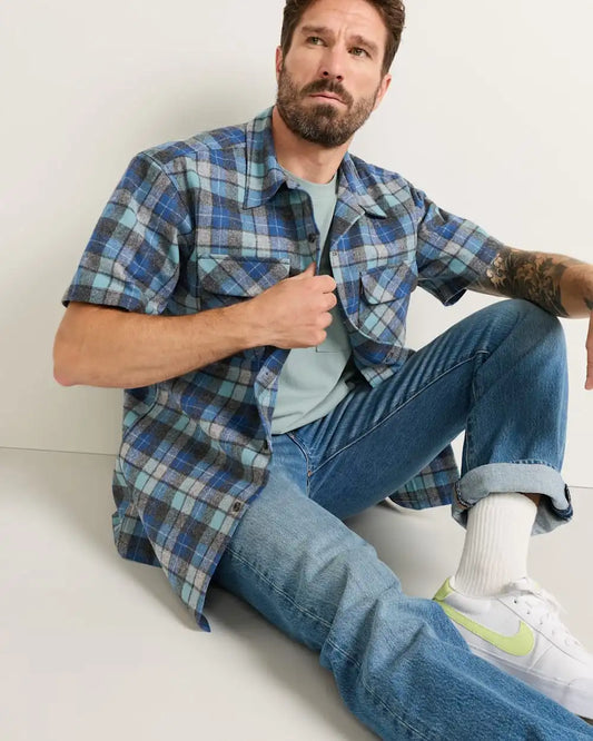 MEN'S SHORT-SLEEVE PLAID BOARD SHIRT