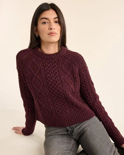 WOMEN'S SHETLAND COLLECTION FISHERMAN SWEATER
