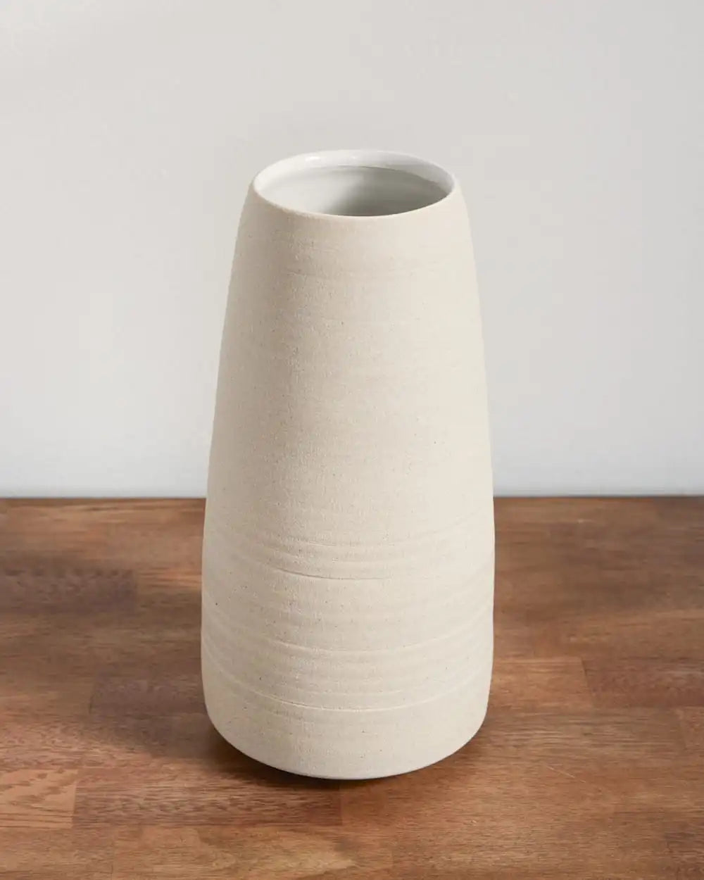 HANDMADE STONEWARE & WOOD STEM VASE