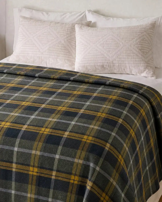 ECO-WISE WOOL PLAID/STRIPE BLANKET