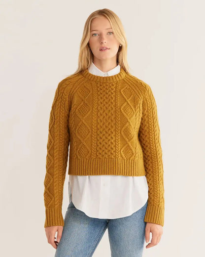 WOMEN'S SHETLAND COLLECTION FISHERMAN SWEATER