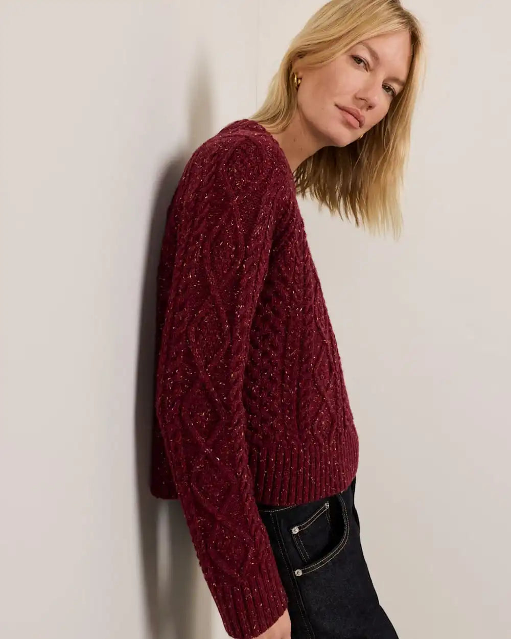 WOMEN'S FISHERMAN DONEGAL WOOL SWEATER