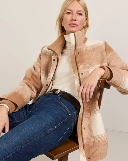 WOMEN'S PLAID WOOL COAT
