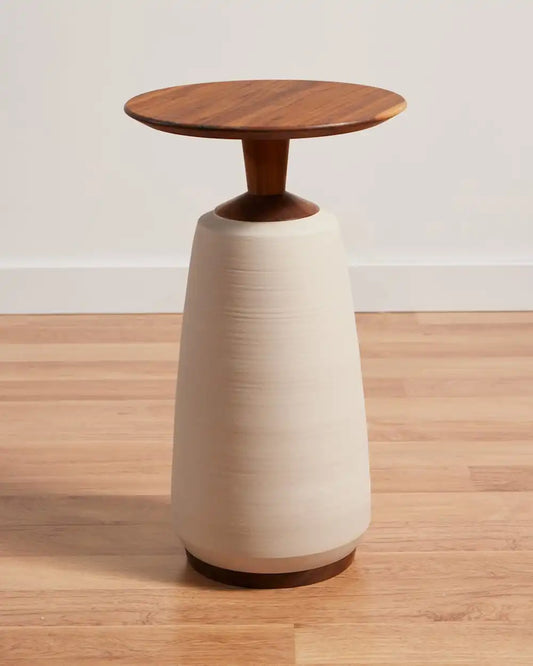 HANDMADE STONEWARE & WOOD COCKTAIL TABLE
