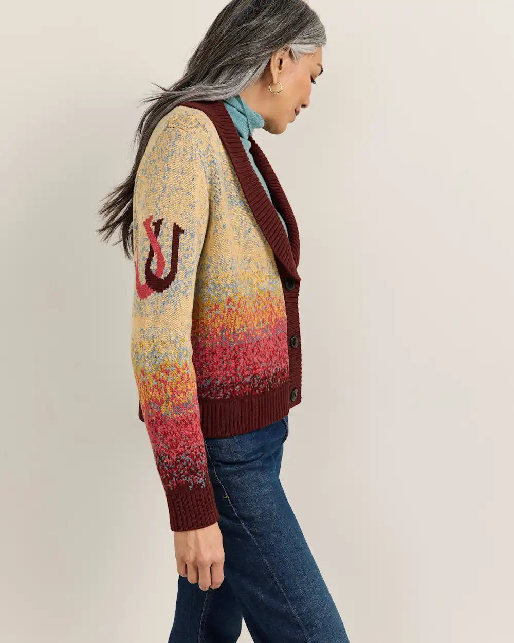WOMEN'S WESTERN SCENIC COTTON CARDIGAN