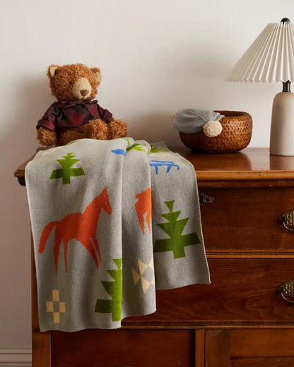 SHARED PATH KNIT BABY BLANKET WITH BEANIE