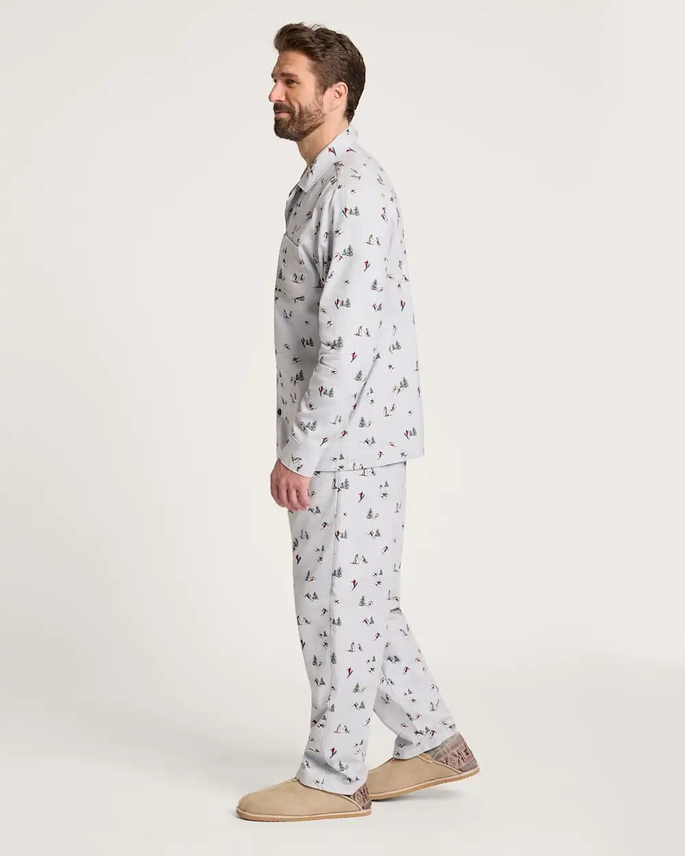 MEN'S SKI PRINT FLANNEL PAJAMA SET