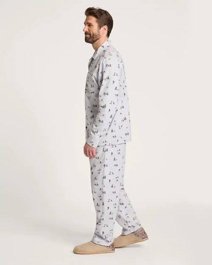 MEN'S SKI PRINT FLANNEL PAJAMA SET