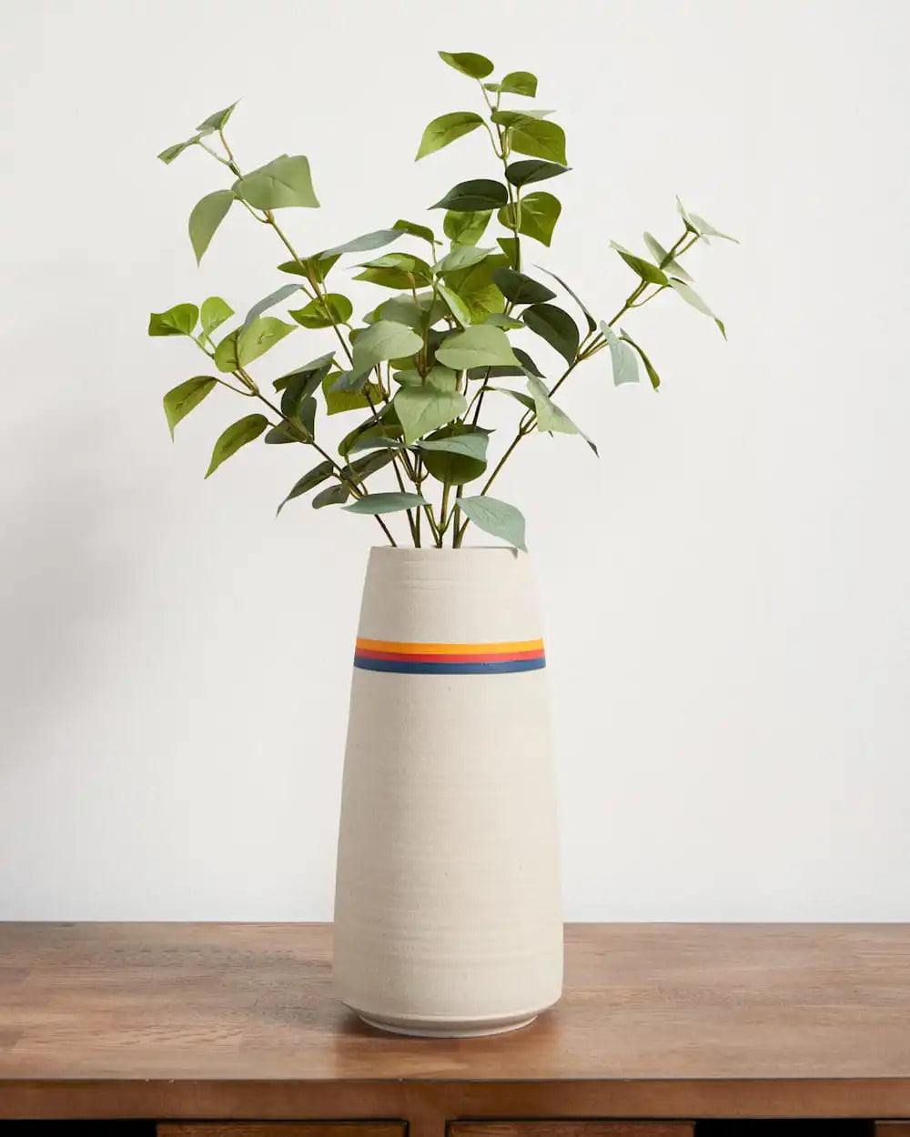 HANDMADE STONEWARE & WOOD STEM VASE