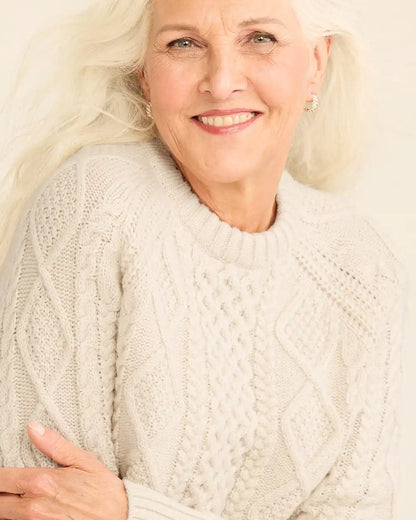 WOMEN'S SHETLAND COLLECTION FISHERMAN SWEATER