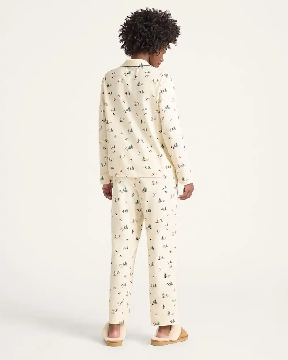 WOMEN'S SKI PRINT FLANNEL PAJAMA SET
