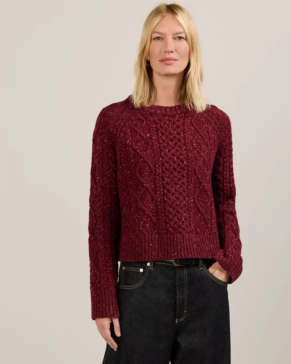 WOMEN'S FISHERMAN DONEGAL WOOL SWEATER