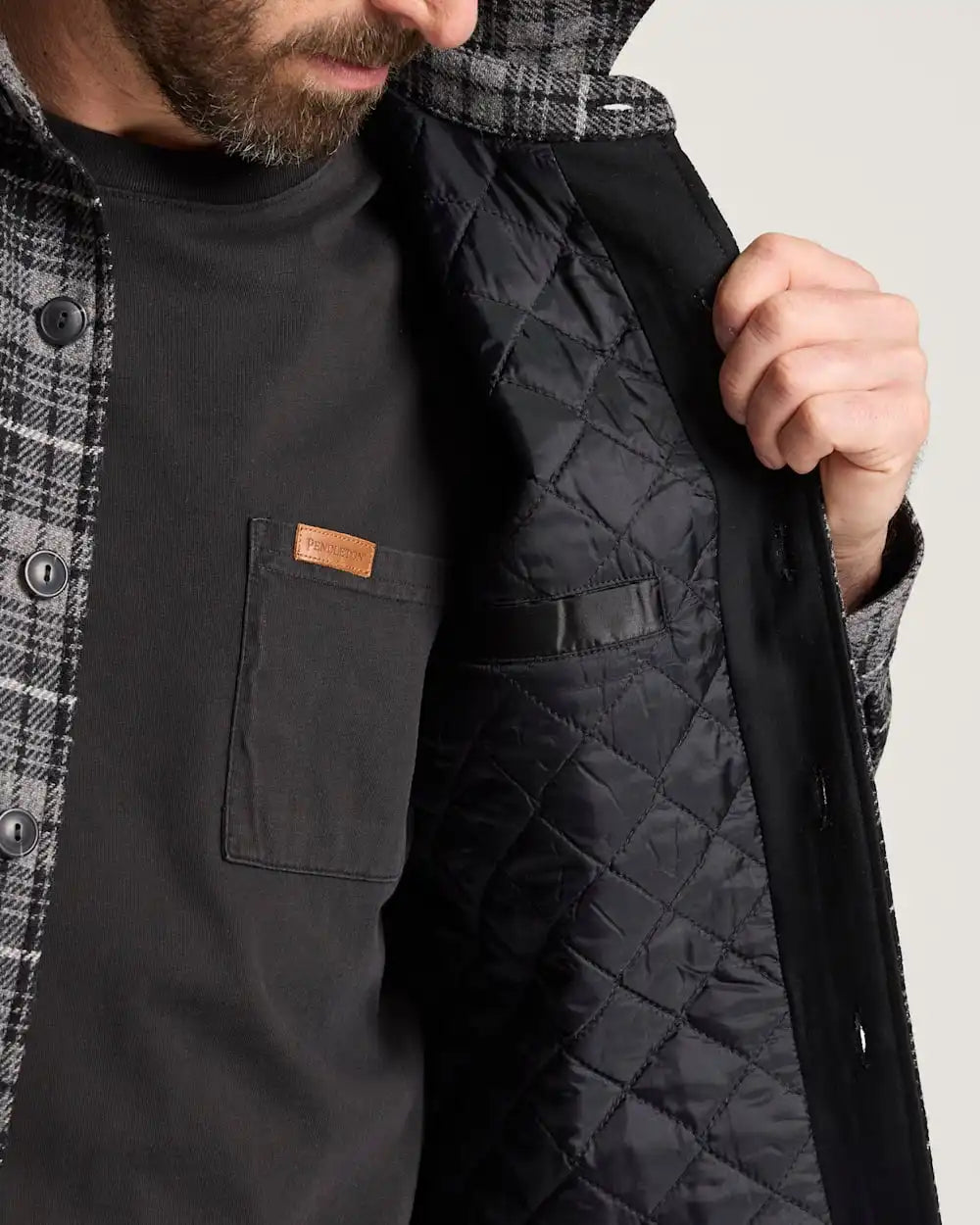 MEN'S PLAID QUILTED CPO JACKET