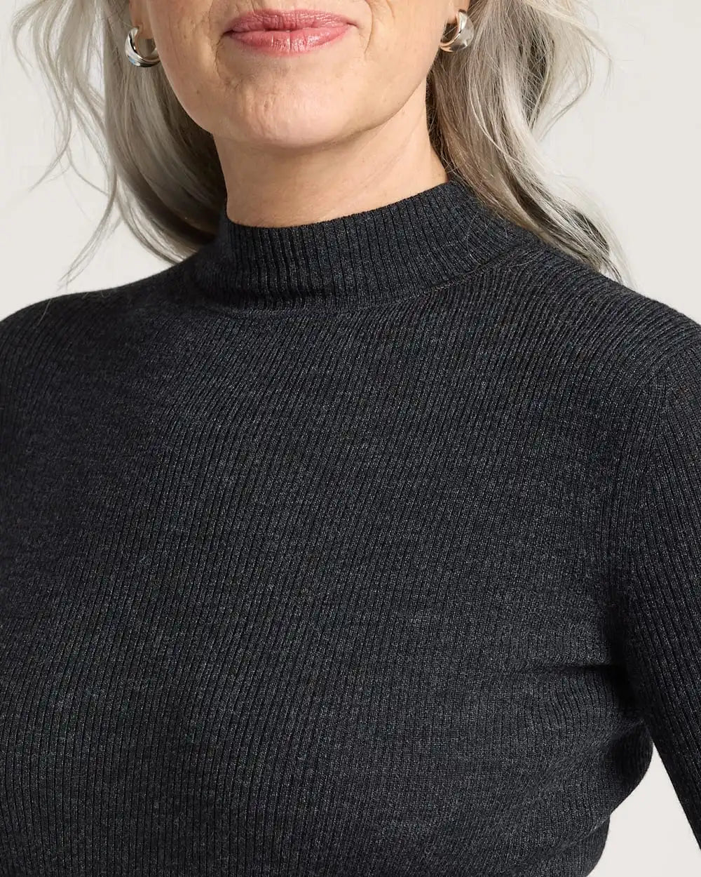 WOMEN'S RIB MERINO MOCKNECK
