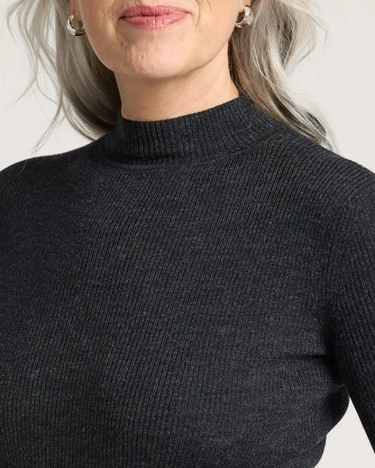 WOMEN'S RIB MERINO MOCKNECK