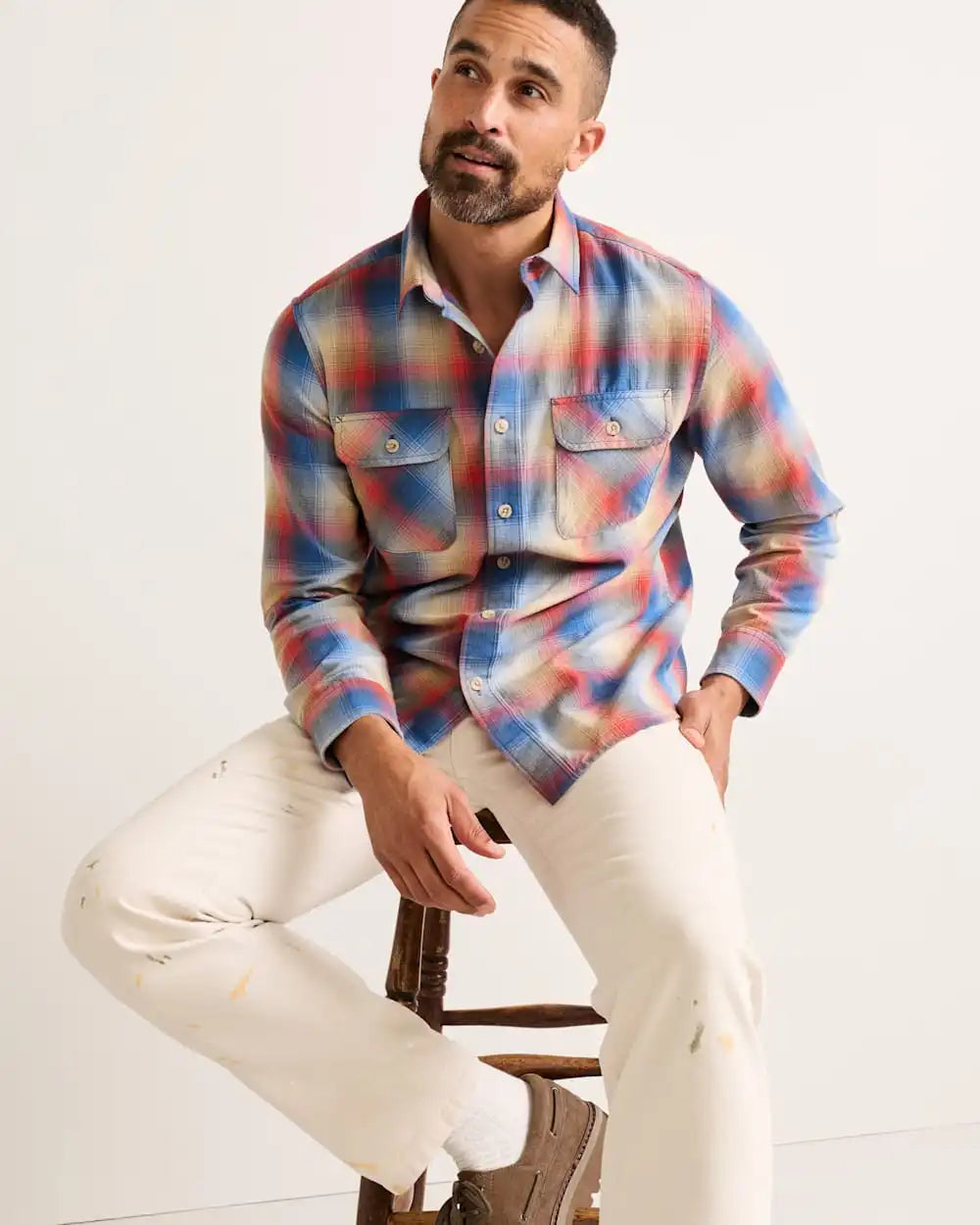 MEN'S PLAID BEACH SHACK COTTON SHIRT