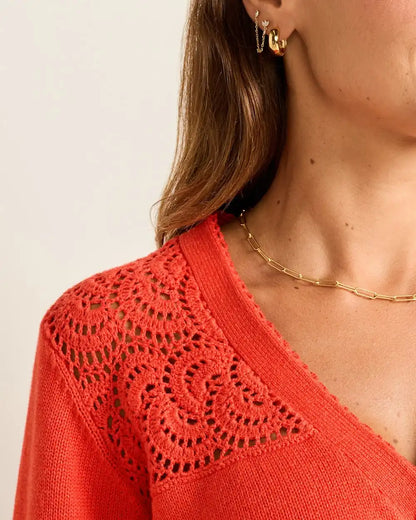 WOMEN'S CROCHET COTTON CARDIGAN