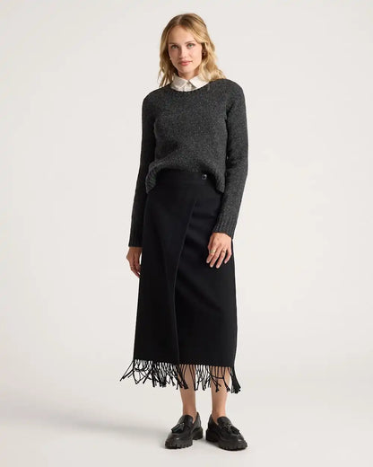 WOMEN'S WOOL FRINGED WRAP SKIRT