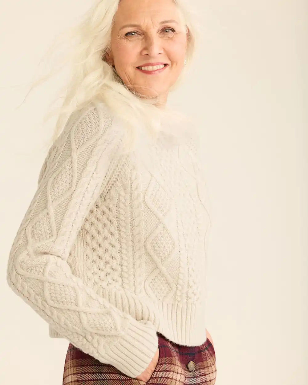 WOMEN'S SHETLAND COLLECTION FISHERMAN SWEATER