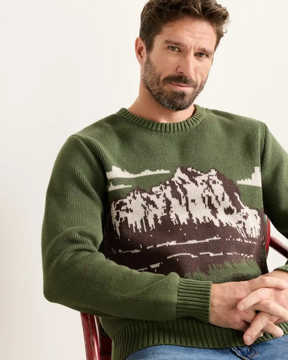 MEN'S LAKE SCENE COTTON SWEATER