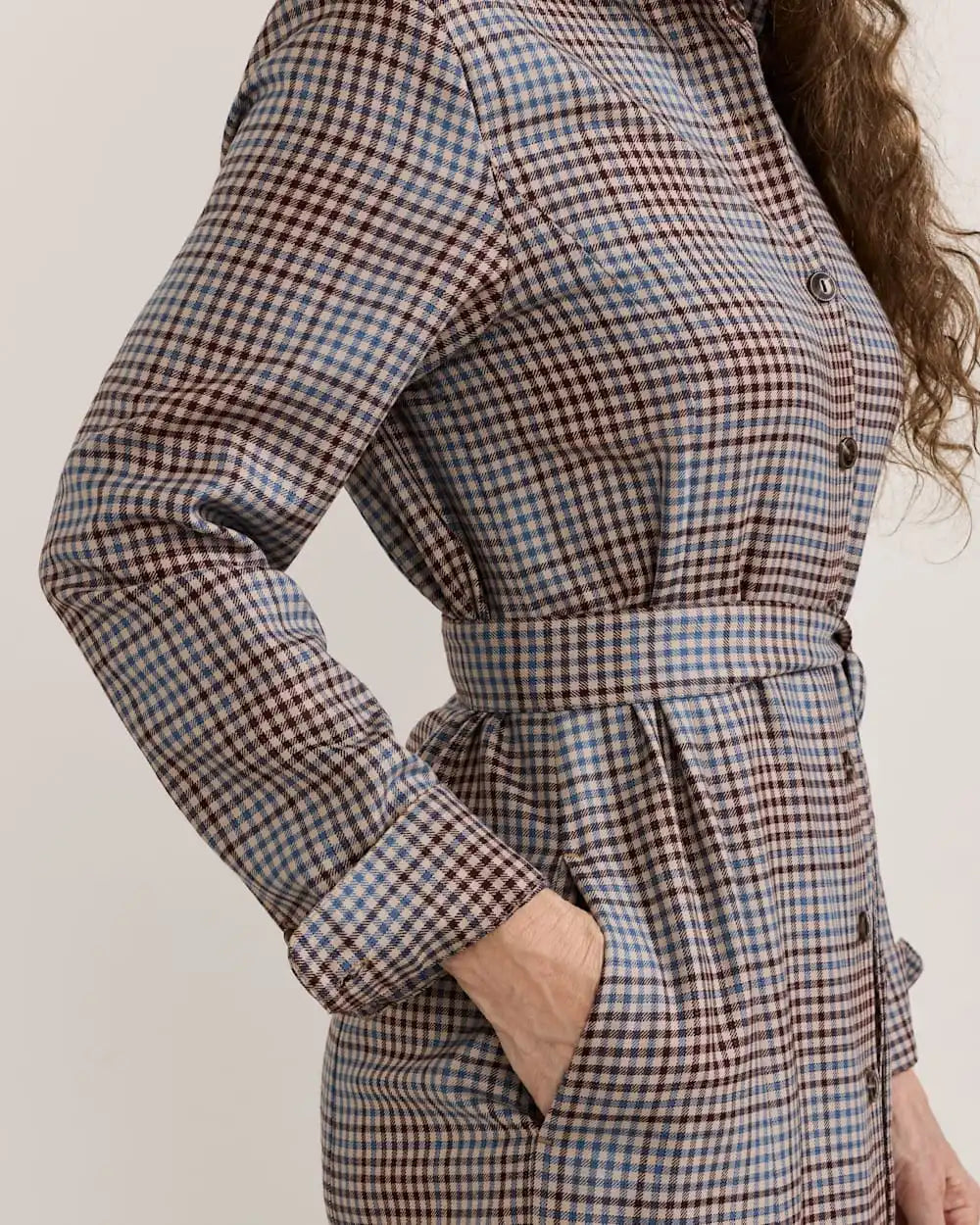 WOMEN'S PLAID WORSTED WOOL SHIRT DRESS