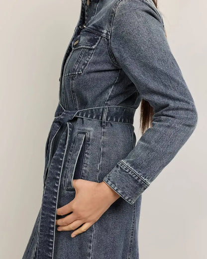 WOMEN'S DENIM MIDI SHIRT DRESS