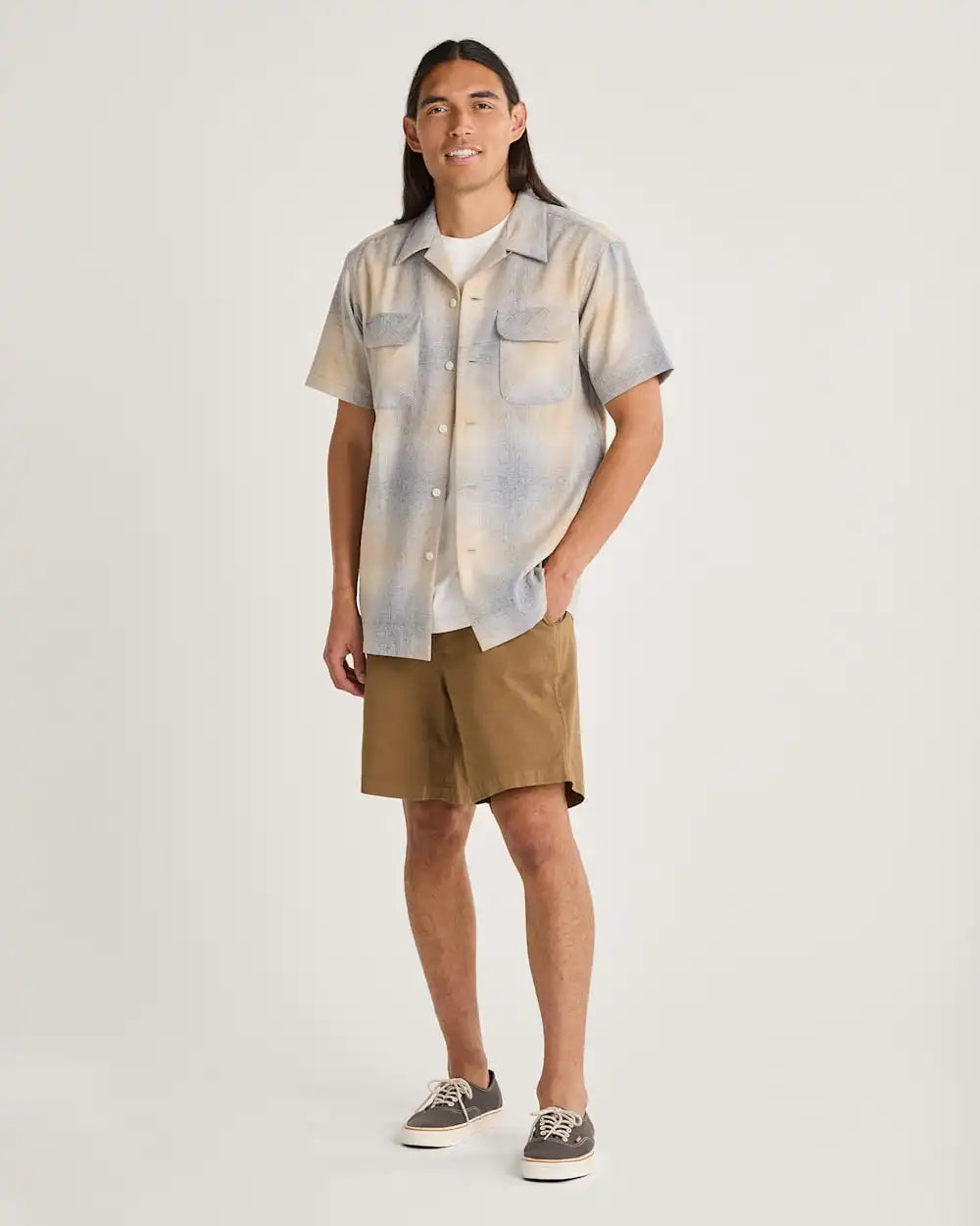MEN'S SHORT-SLEEVE PLAID BOARD SHIRT