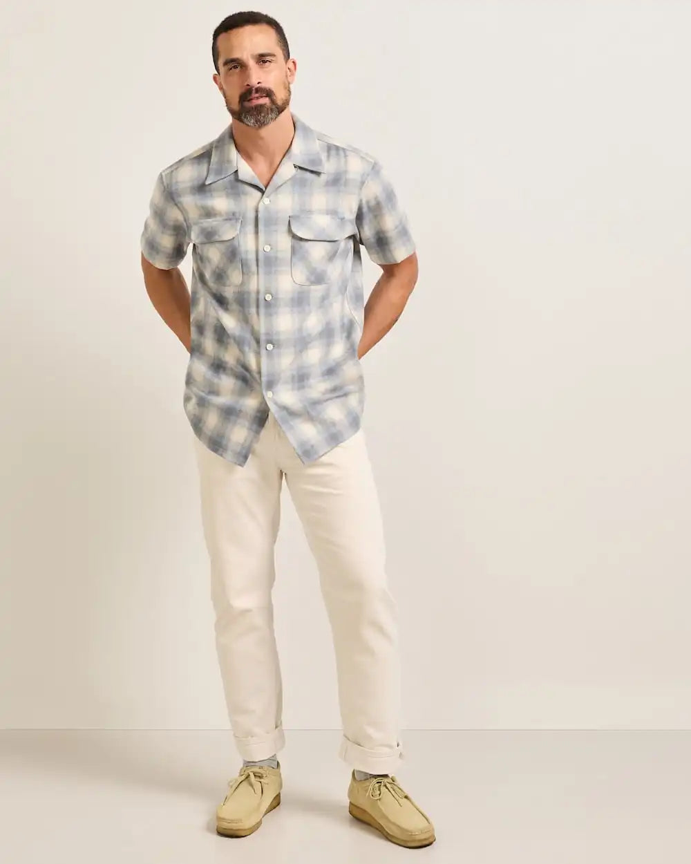 MEN'S SHORT-SLEEVE PLAID BOARD SHIRT
