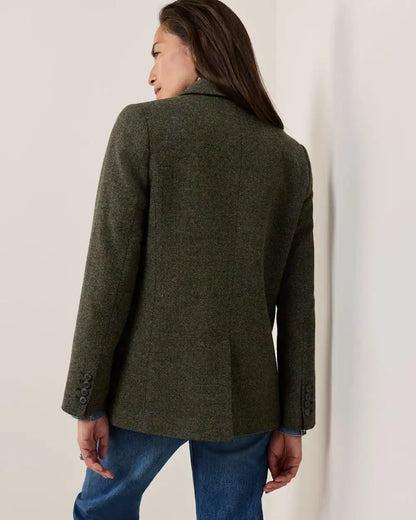 WOMEN'S HERRINGBONE TWEED WOOL BLAZER