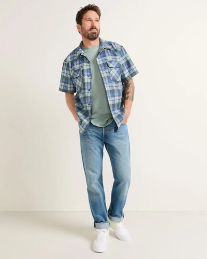 MEN'S SHORT-SLEEVE PLAID BOARD SHIRT