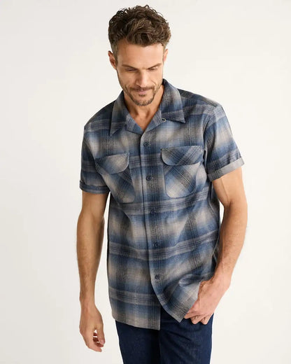 MEN'S SHORT-SLEEVE PLAID BOARD SHIRT