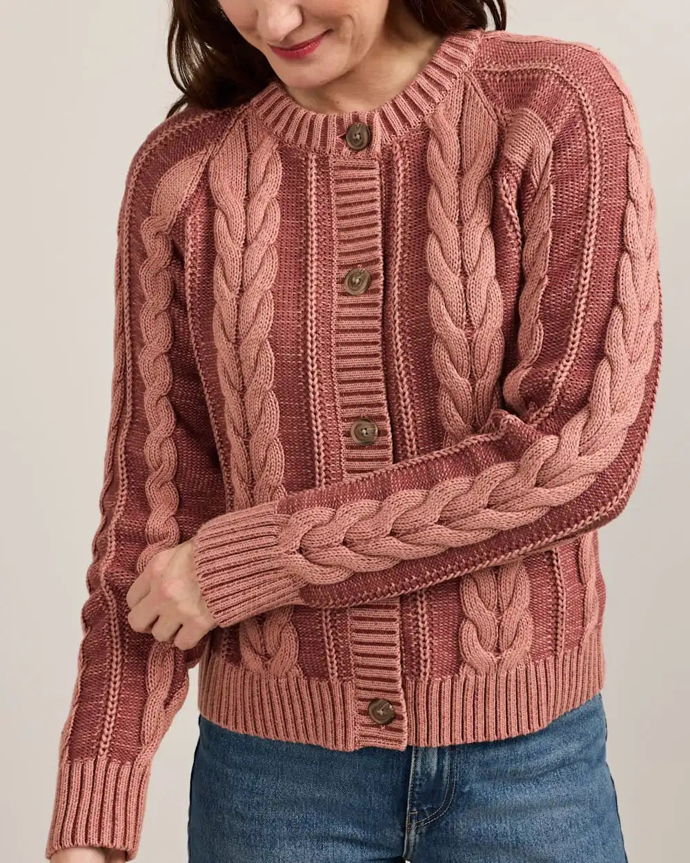 WOMEN'S COTTON CABLE CARDIGAN