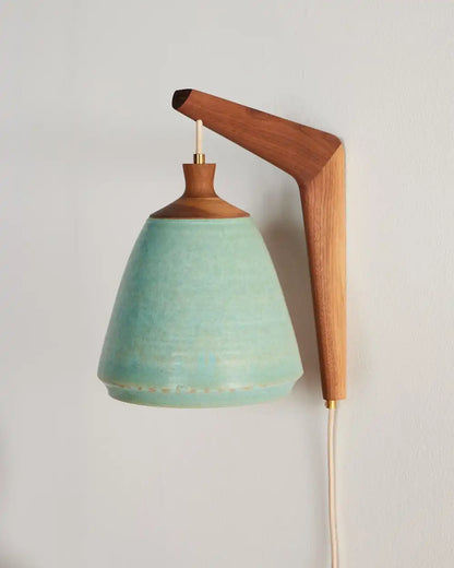 HANDMADE STONEWARE & WOOD SCONCE