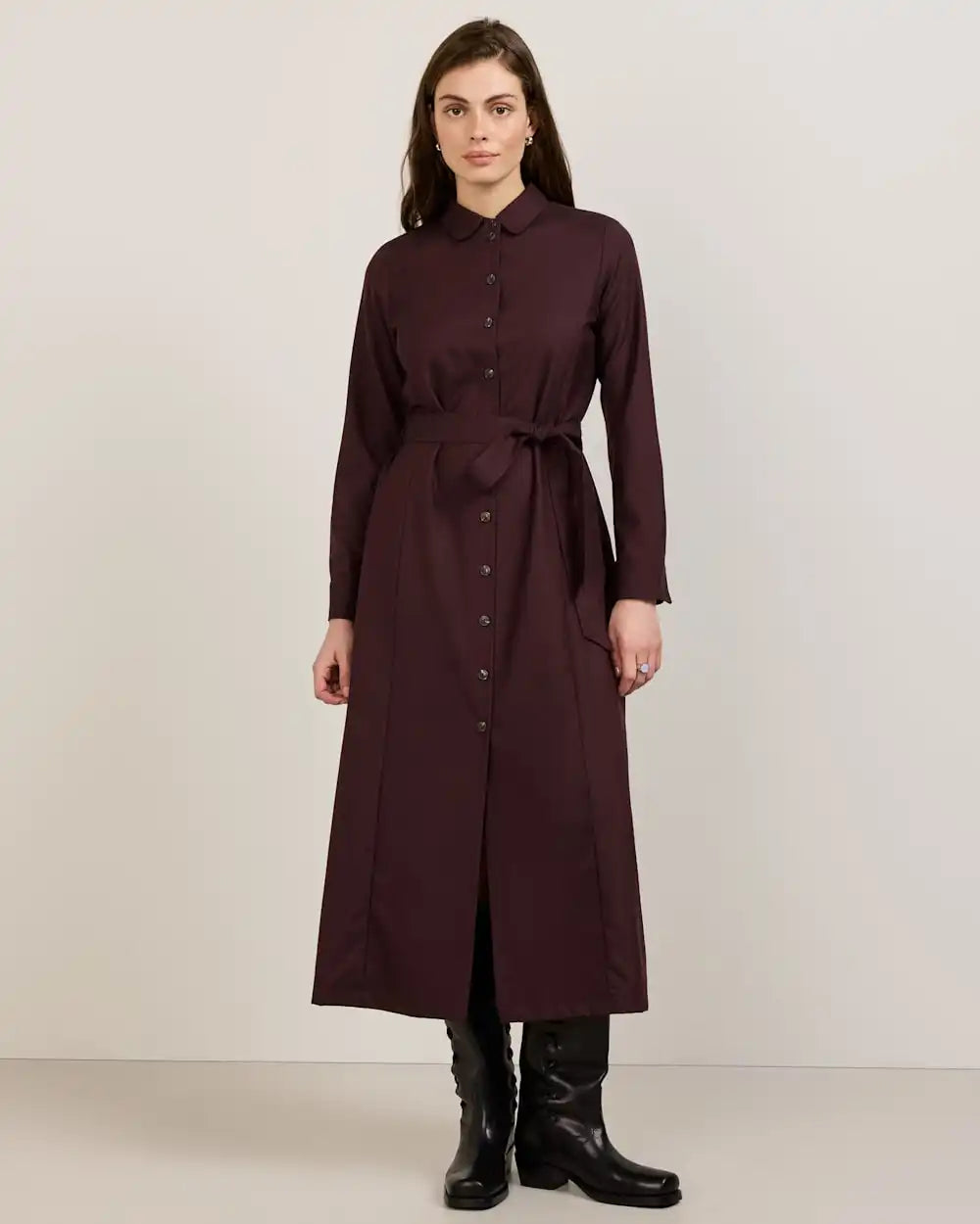 WOMEN'S WORSTED WOOL SHIRT DRESS