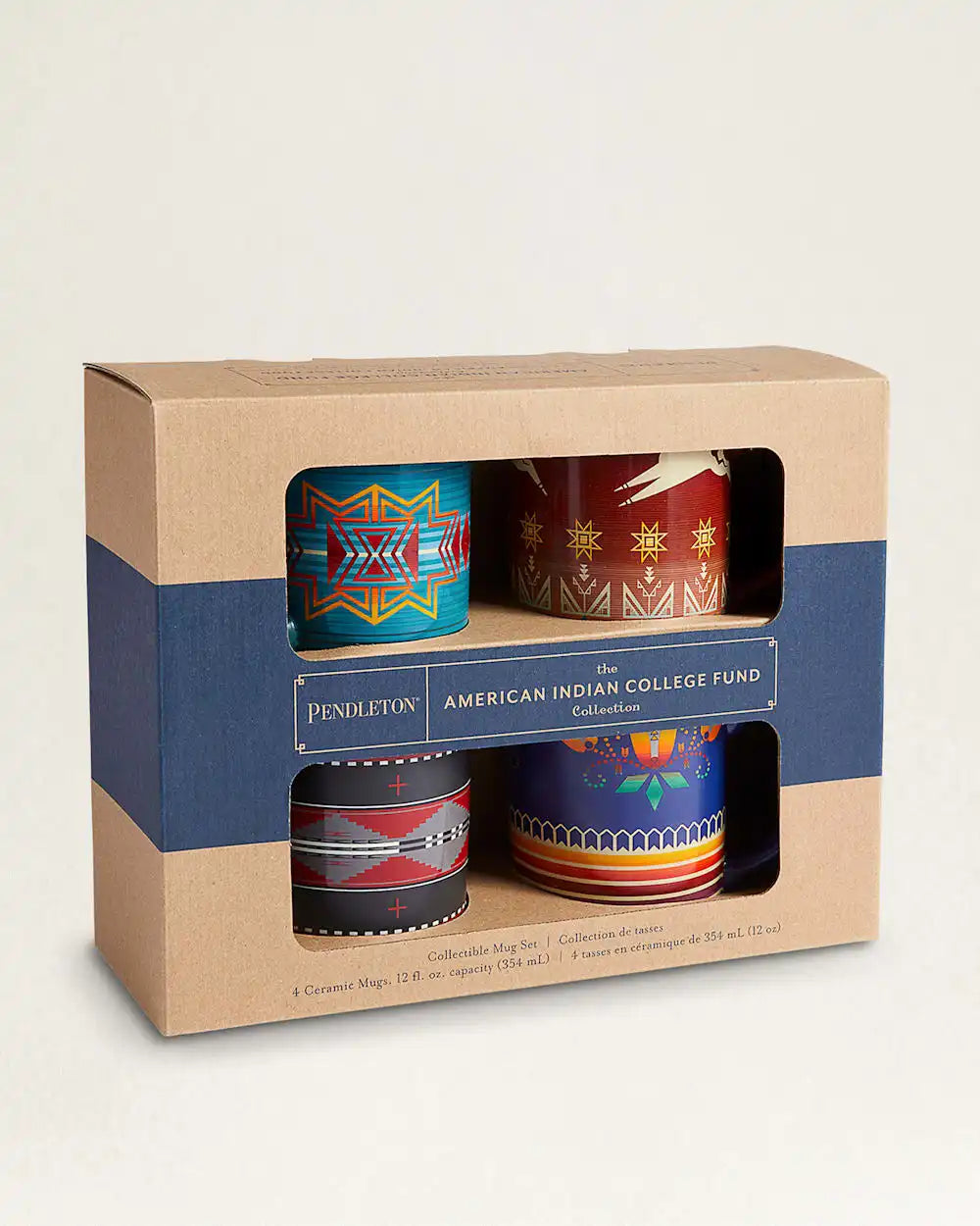 AMERICAN INDIAN COLLEGE FUND MUGS, SET OF 4