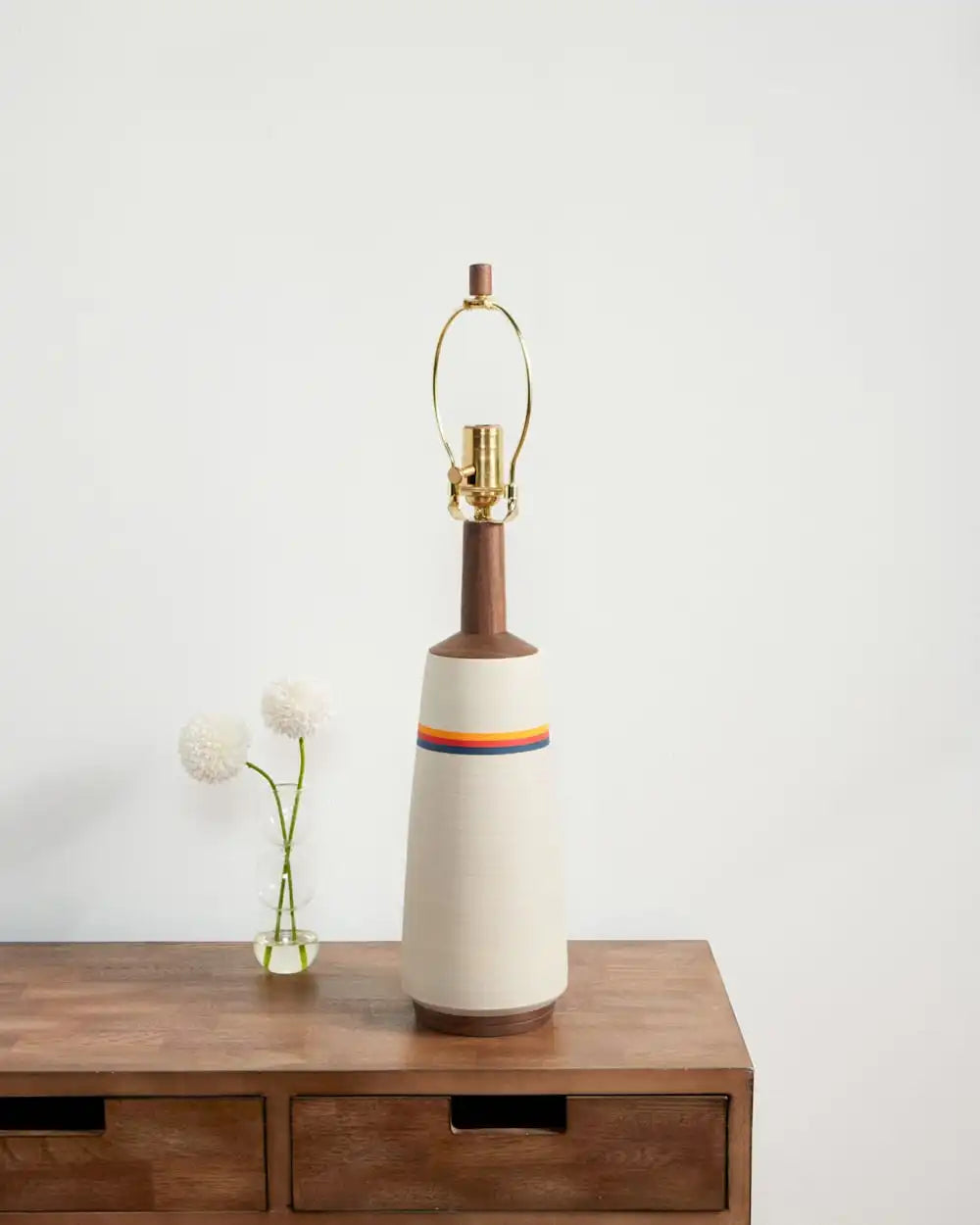 HANDMADE STONEWARE & WOOD TABLE LAMP