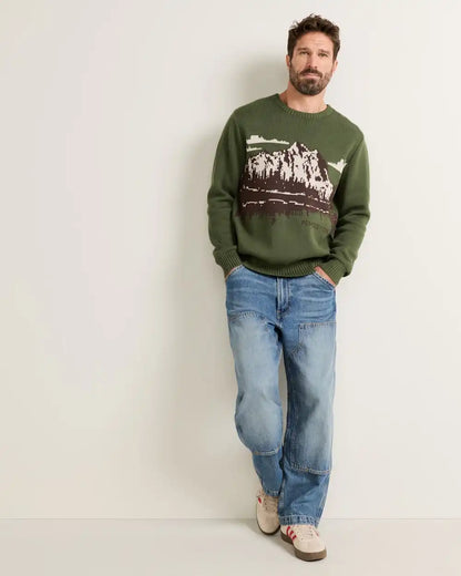 MEN'S LAKE SCENE COTTON SWEATER