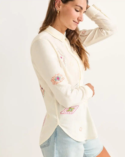 WOMEN'S EMBROIDERED PERFECT ONE POCKET SHIRT