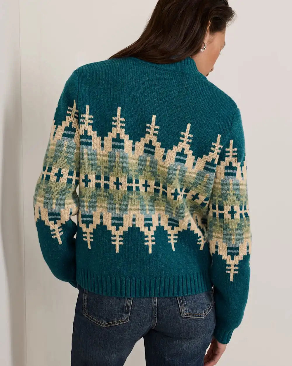 WOMEN'S GRAPHIC SHETLAND COLLECTION ZIP CARDIGAN