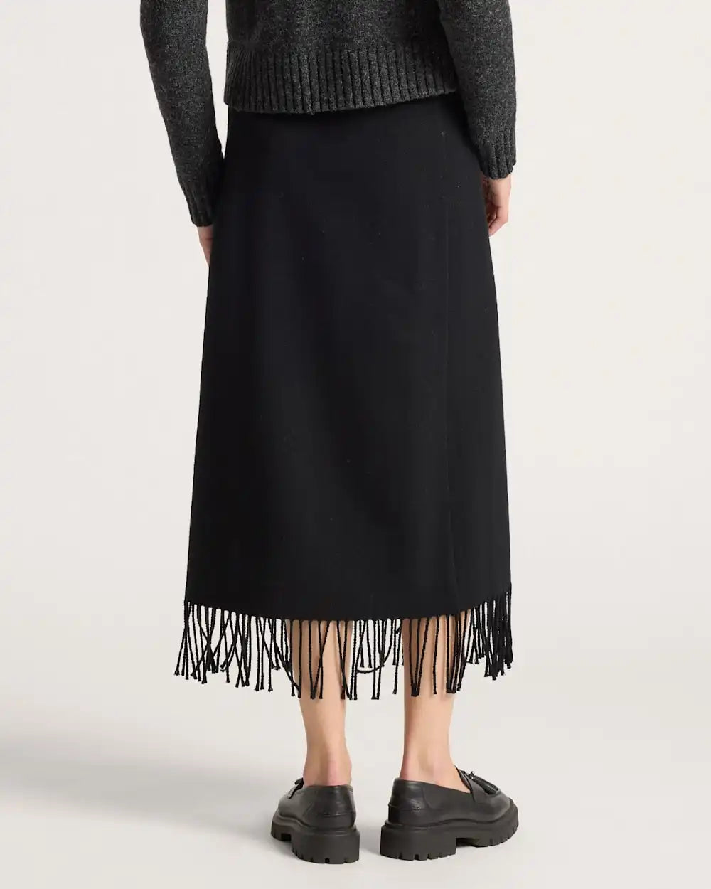 WOMEN'S WOOL FRINGED WRAP SKIRT