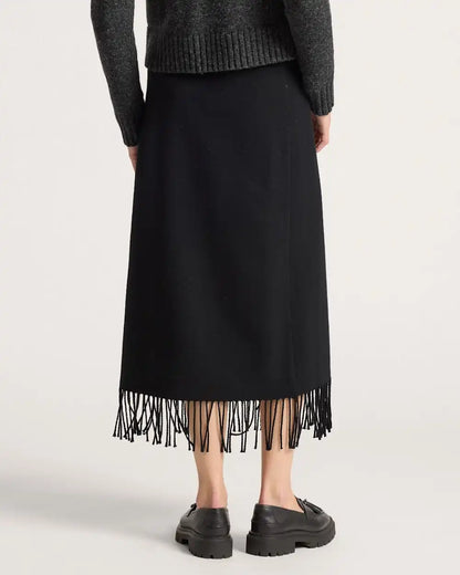 WOMEN'S WOOL FRINGED WRAP SKIRT