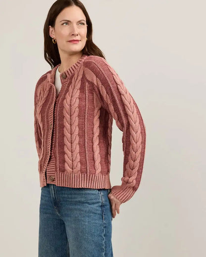 WOMEN'S COTTON CABLE CARDIGAN