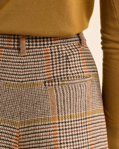 WOMEN'S GLEN PLAID WOOL TROUSERS