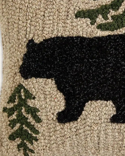 WANDERING BEAR HOOKED SQUARE PILLOW