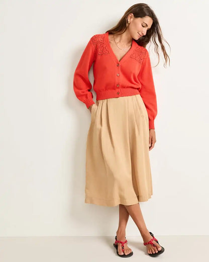WOMEN'S CROCHET COTTON CARDIGAN